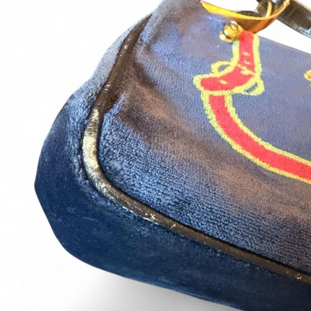 Vintage Roberta di Camerino Navy Velvet Trompe L’Oeil Handbag Kiss Lock - Picture 6 of 8